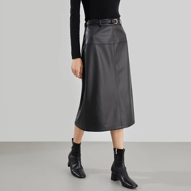 Mambe Leather Long Skirts Women's-2