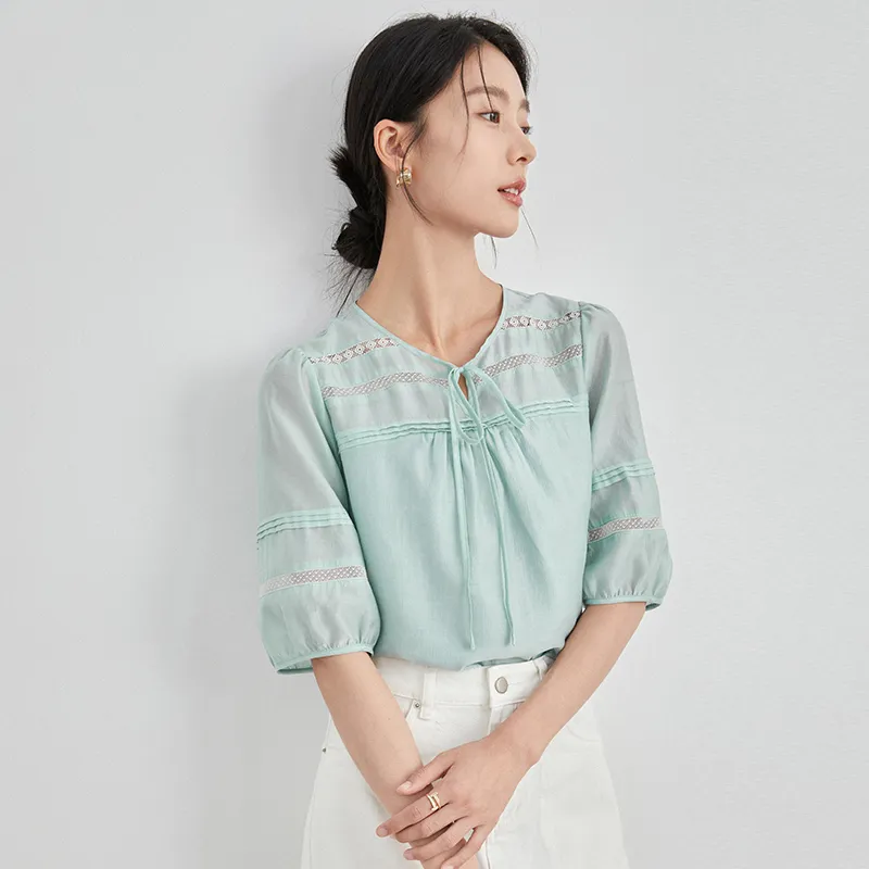 Mambe Shirts Women's Light Gray Blue-4