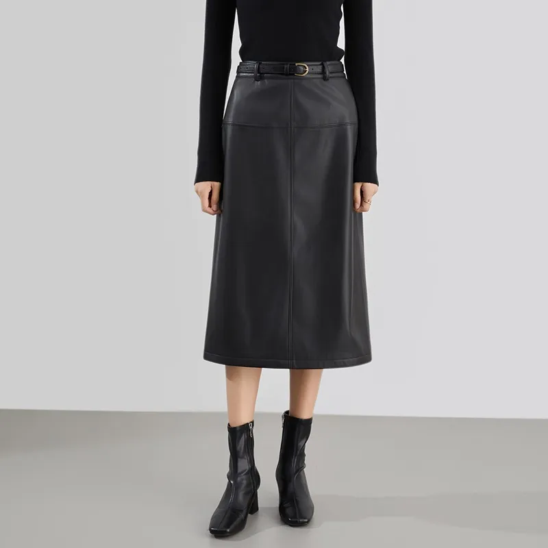 Mambe Leather Long Skirts Women's-4