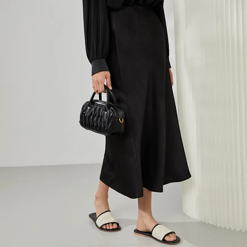 Mambe Casual Long Skirt Women's Black-3
