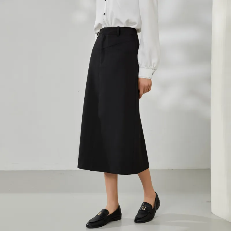 Mambe Casual Long Skirts Women's Black-3