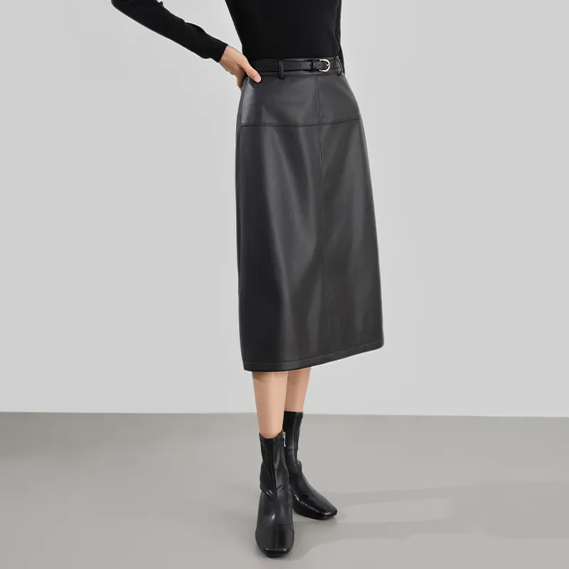 Mambe Leather Long Skirts Women's-3