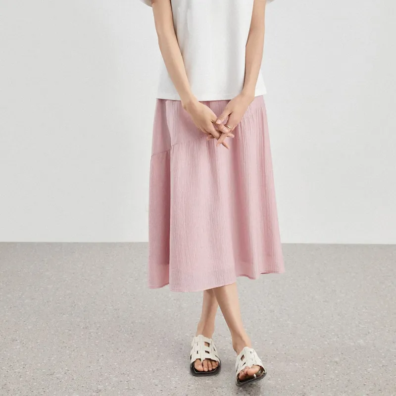 Mambe Casual Long Skirt Women's Pink-3