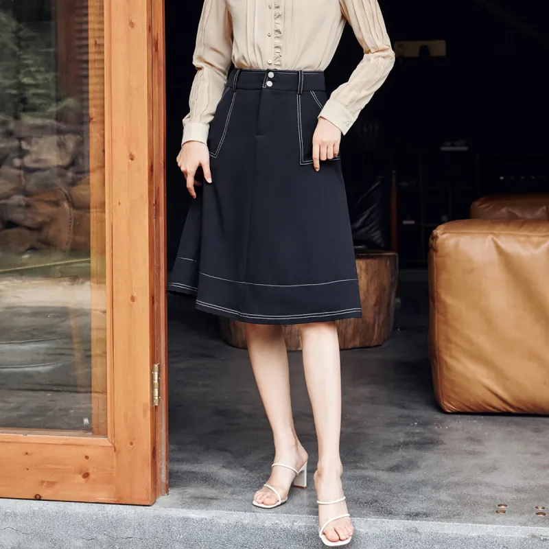 Mambe Casual Long Skirt Women's Dark Cyan-2