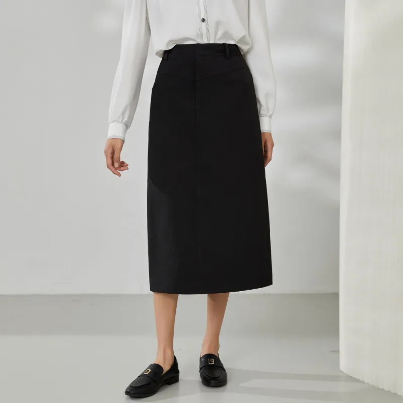 Mambe Casual Long Skirts Women's Black-4