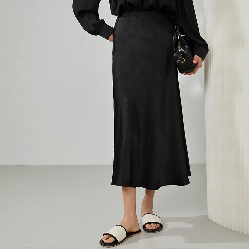 Mambe Casual Long Skirt Women's Black-5
