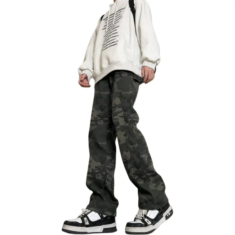 VIPGOOSE Jeans Unisex Earth Yellow Camouflage-4