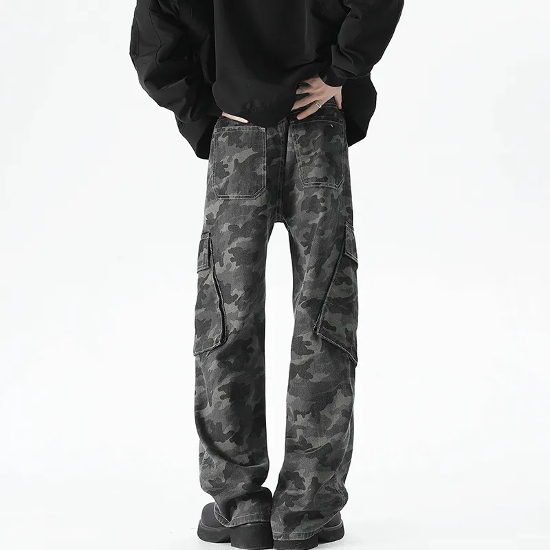 VIPGOOSE Jeans Unisex Camouflage Gray-7