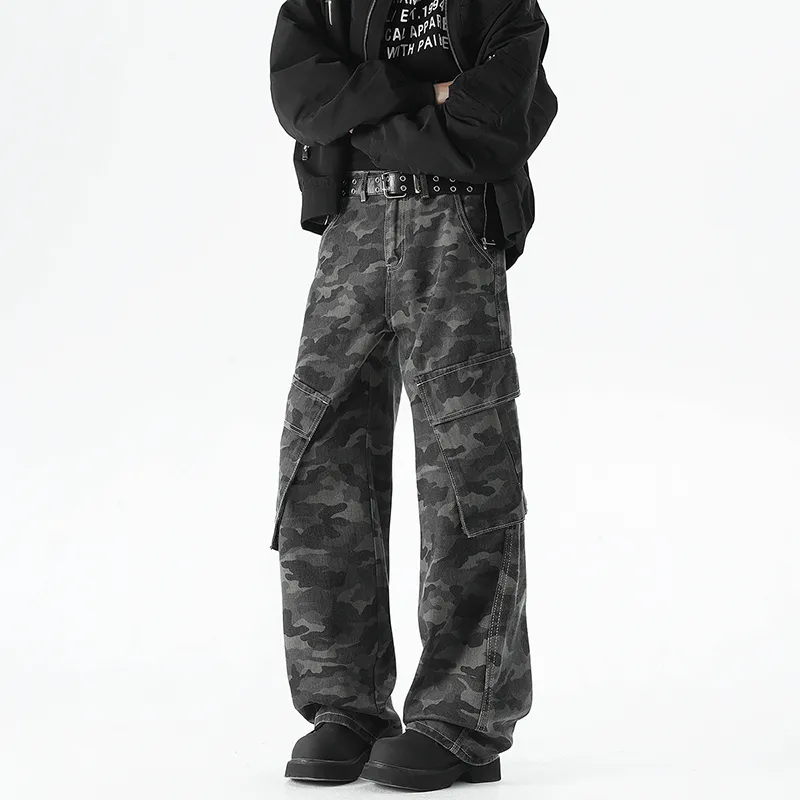 VIPGOOSE Jeans Unisex Camouflage Gray-3