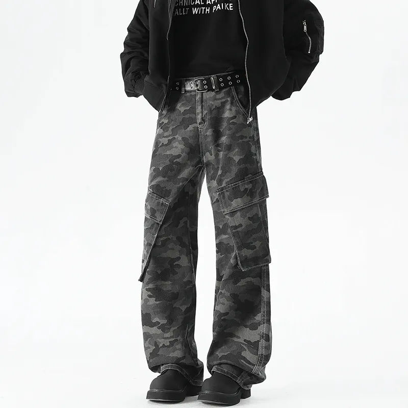 VIPGOOSE Jeans Unisex Camouflage Gray-1