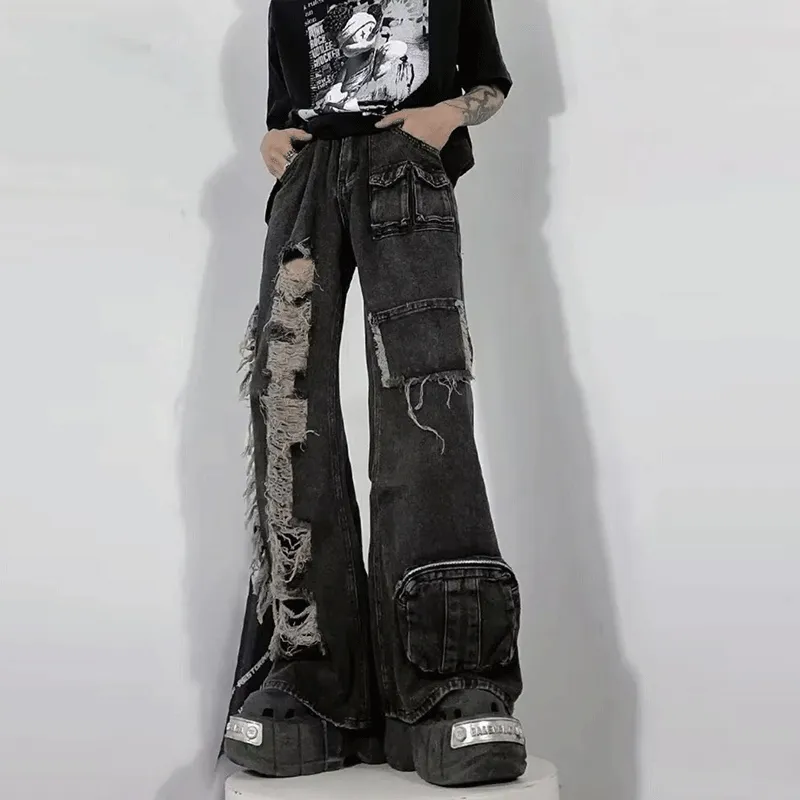 VIPGOOSE Jeans Unisex Black-1