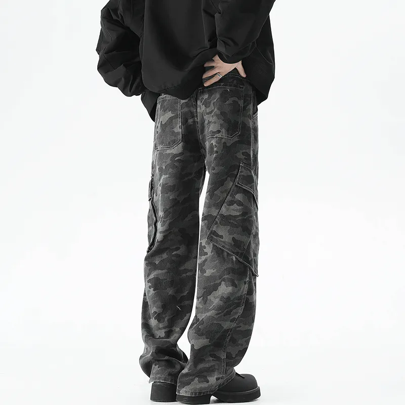 VIPGOOSE Jeans Unisex Camouflage Gray-6