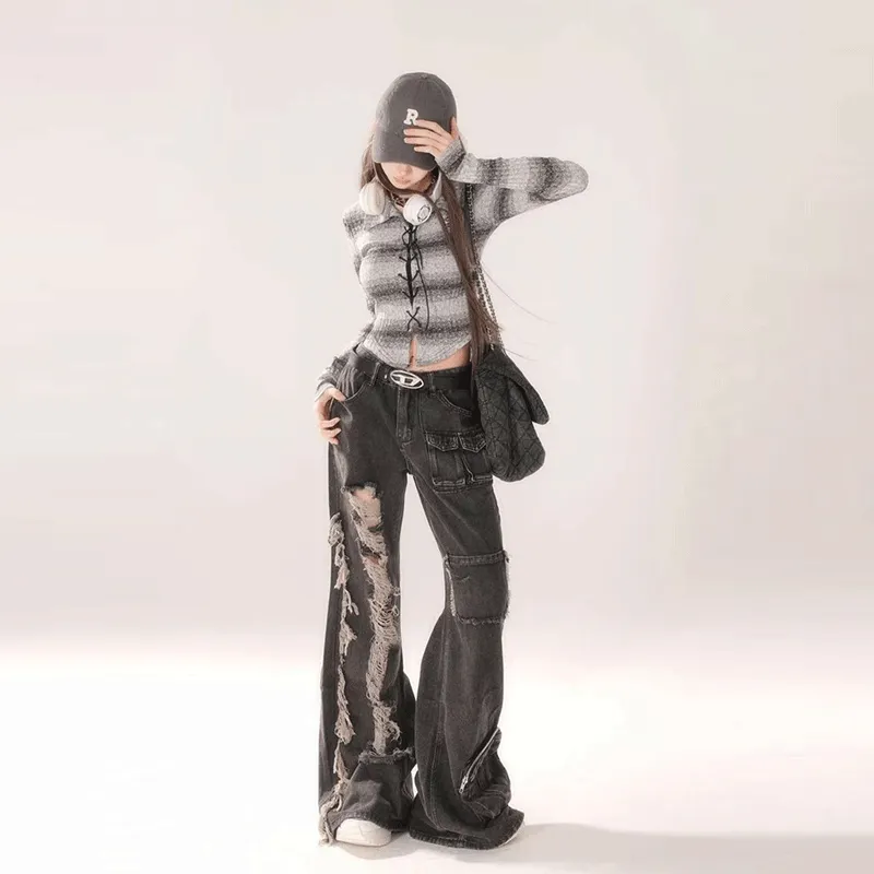 VIPGOOSE Jeans Unisex Black-5