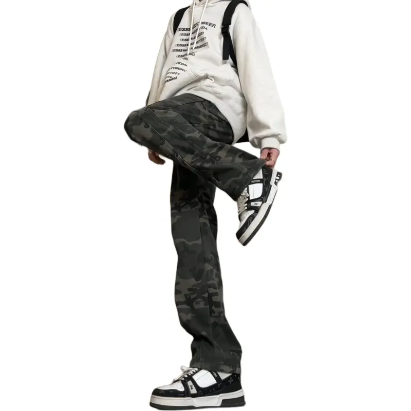 VIPGOOSE Jeans Unisex Earth Yellow Camouflage-2
