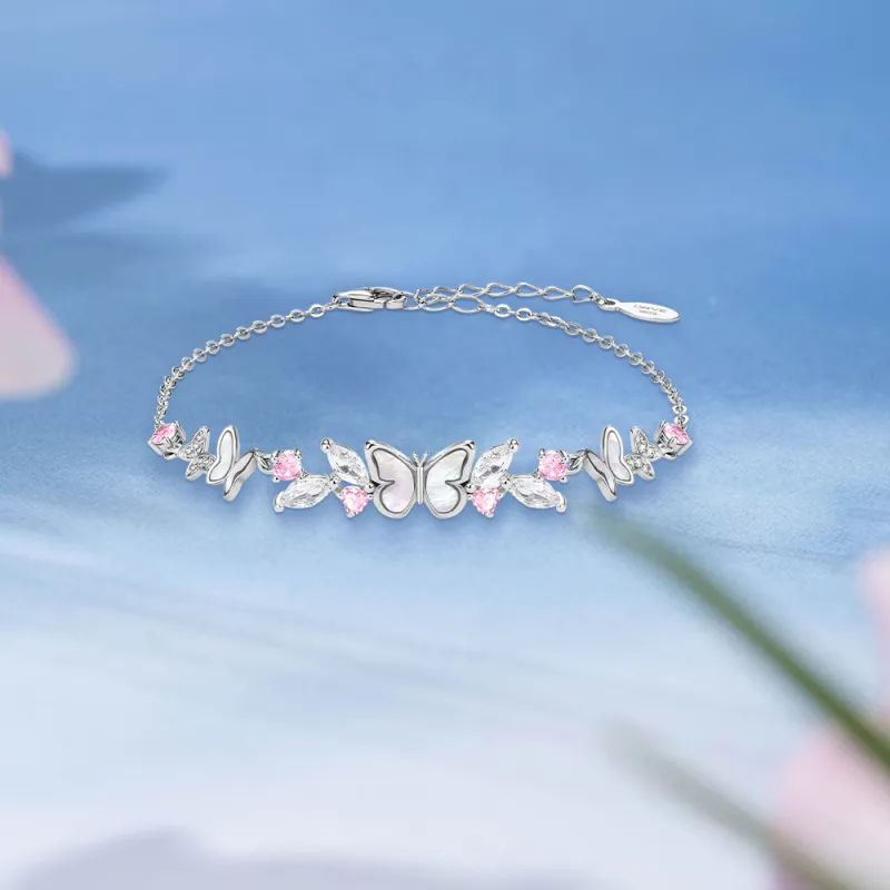 Disney S925 Silver Bracelets Women's Silver Pink-7