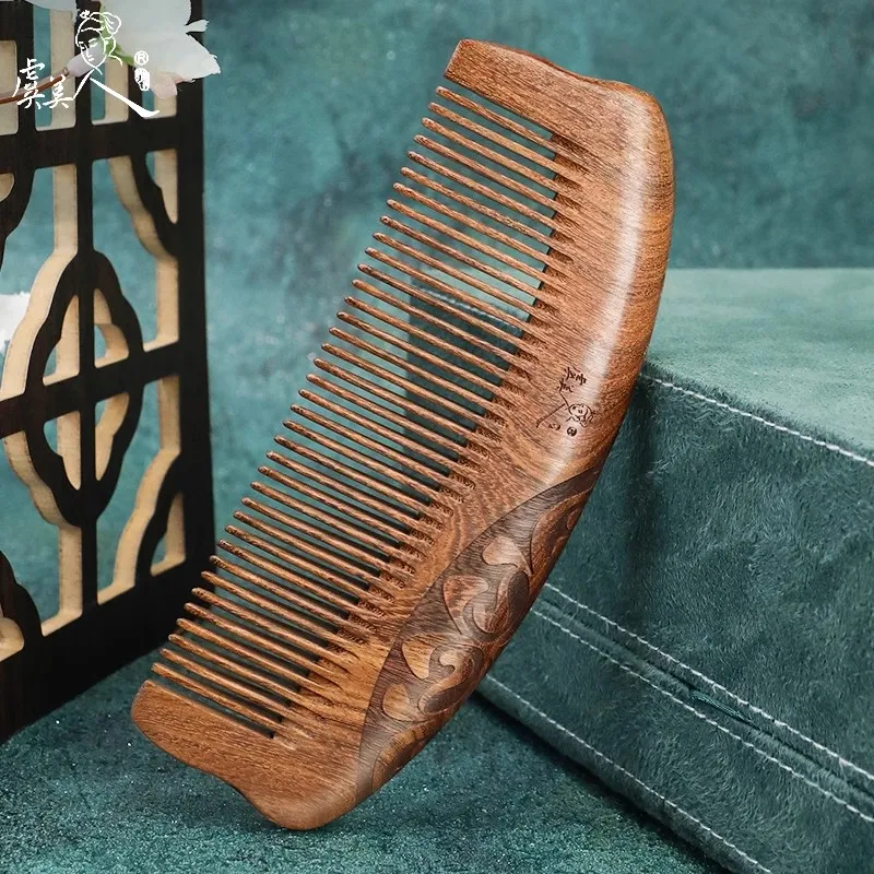 YUMEIREN Ebony Gold Wood Natural Brogues Hair Loss Home Treatment Wooden Comb Massage-1