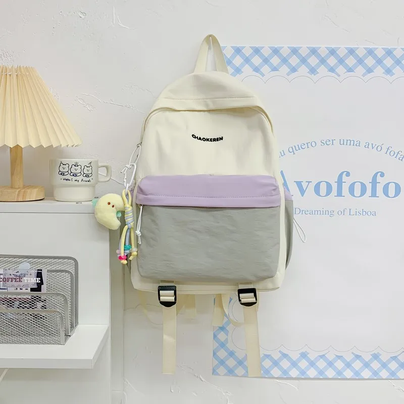 Kewuku Nylon Fabric Backpack Unisex Multicolor-6