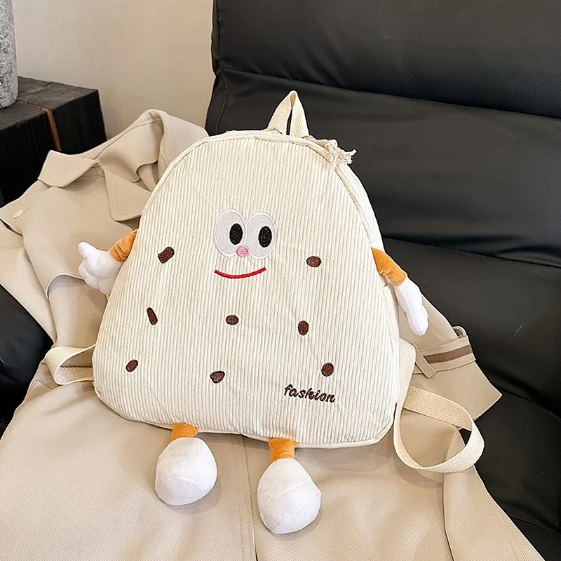 Kewuku Corduroy Backpack Women's White-1