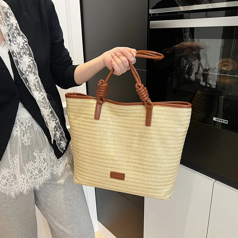 Kewuku Straw Woven Tote Bag, Shopping Bag, Shoulder Bag Unisex Multicolor-14