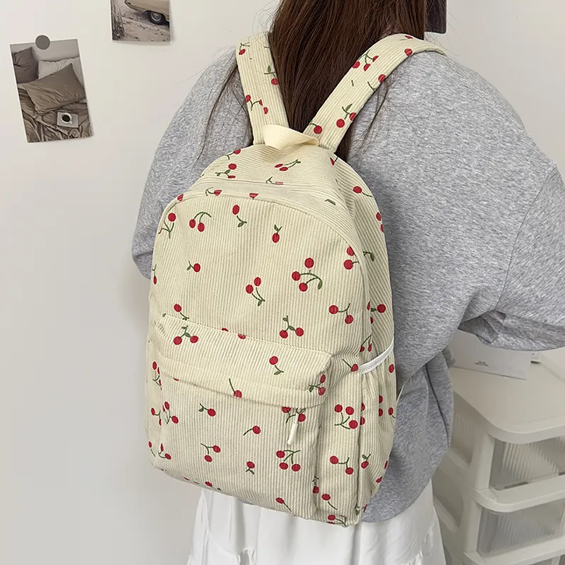 Kewuku Corduroy Backpack Regular Unisex Multicolor-3