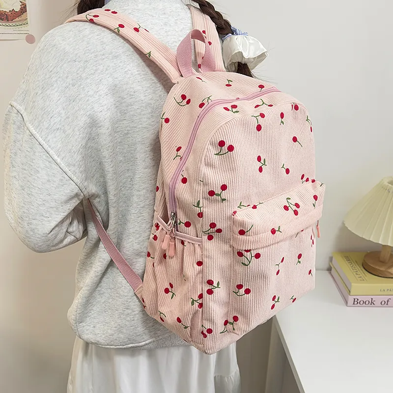 Kewuku Corduroy Backpack Regular Unisex Multicolor-11