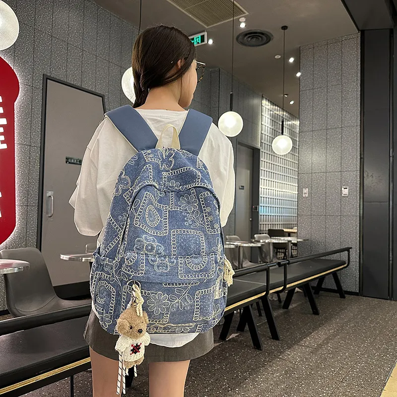 Kewuku Denim Backpack Unisex Multicolor-4