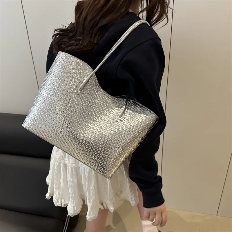Kewuku PU Shoulder Bag Unisex Ecru/Silver/Black/Coffee-9