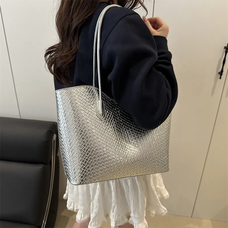 Kewuku PU Shoulder Bag Unisex Ecru/Silver/Black/Coffee-8