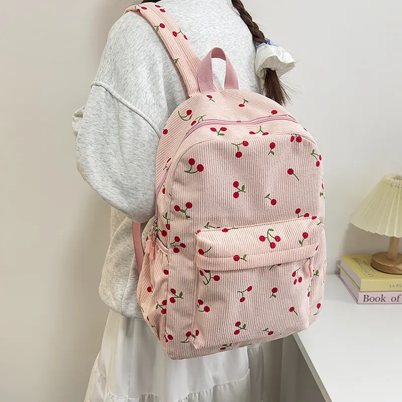 Kewuku Corduroy Backpack Regular Unisex Multicolor-10
