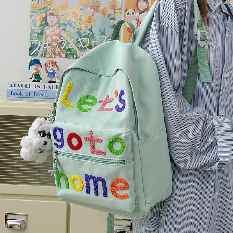 Kewuku Nylon Backpack Unisex Ecru/Black/Green/Yellow/Blue-14