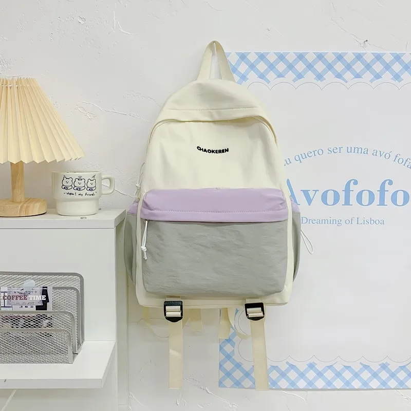 Kewuku Nylon Fabric Backpack Unisex Multicolor-5