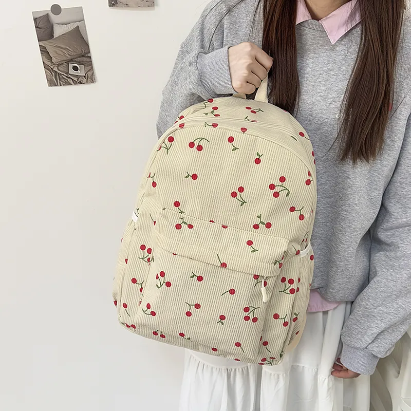 Kewuku Corduroy Backpack Regular Unisex Multicolor-2