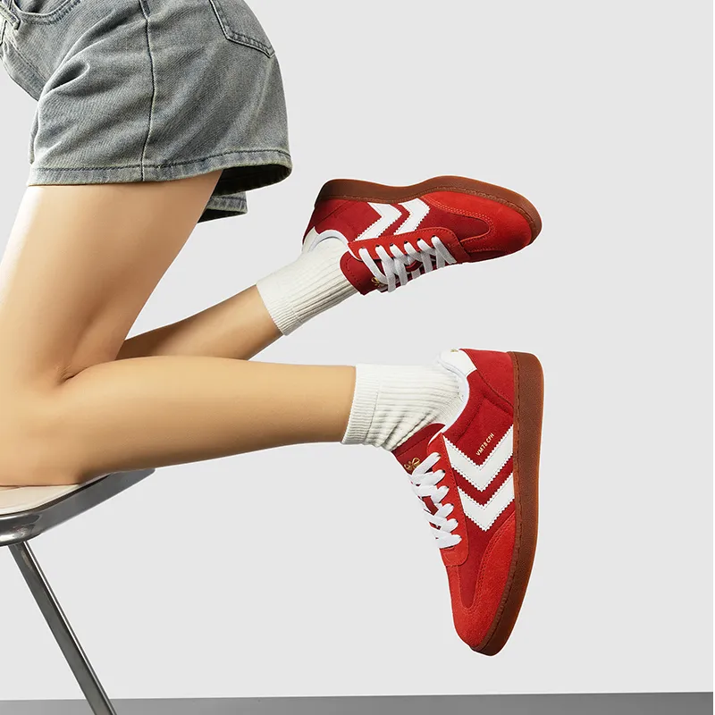 Hummel Low Top Skateboard Shoes Women's Red White-7
