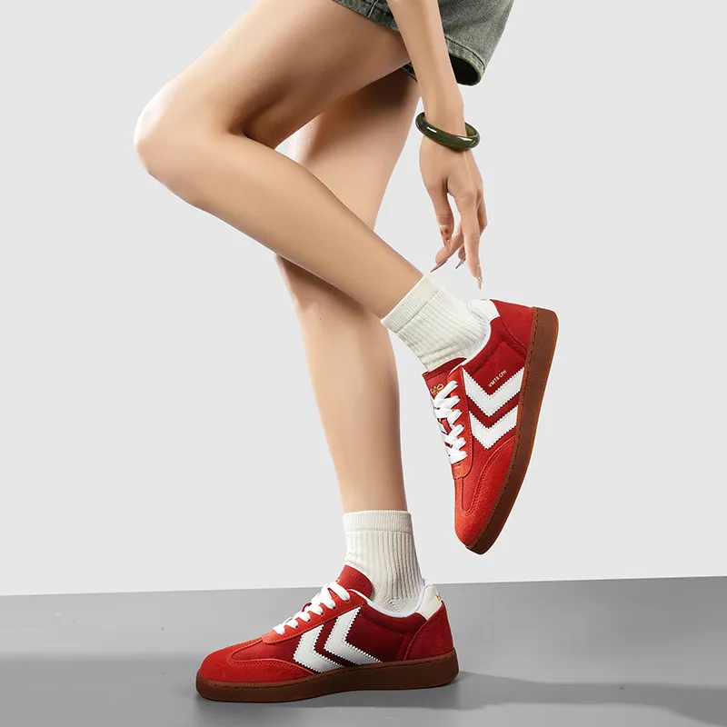 Hummel Low Top Skateboard Shoes Women's Red White-6