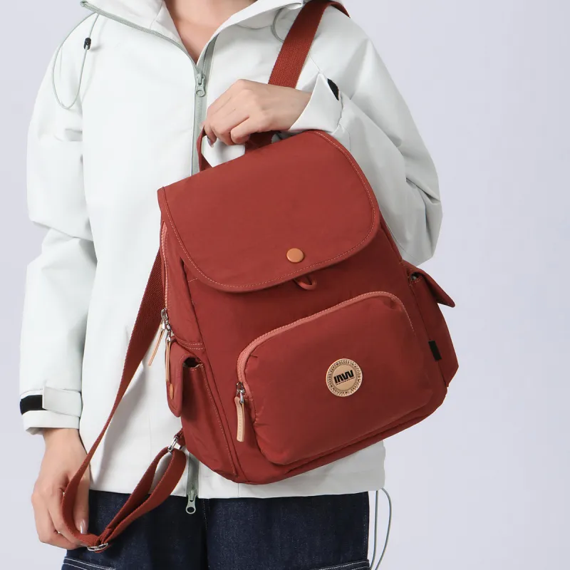 SEPTWOLVES Fabric Backpack Women's Brick Red-4