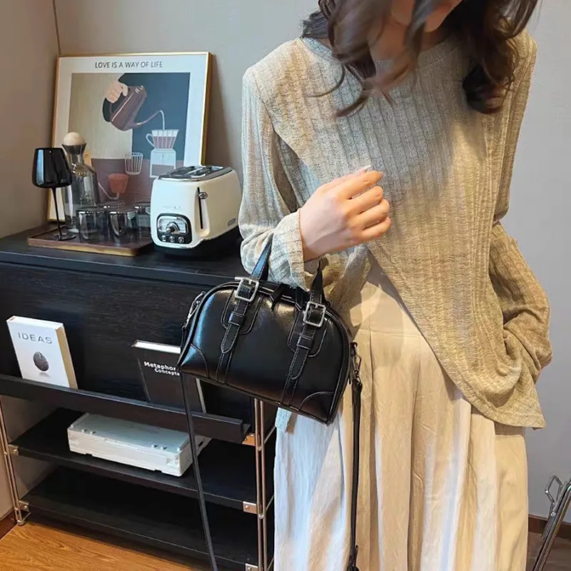 SEPTWOLVES PU Handbag Regular Women's Black/Light Coffee/Dark Coffee-3