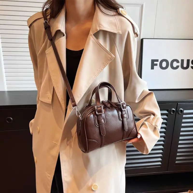 SEPTWOLVES PU Handbag Regular Women's Black/Light Coffee/Dark Coffee-7