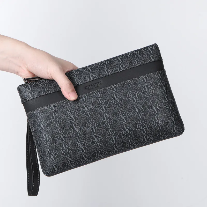 SEPTWOLVES Cow Leather Clutch Men's Black-2