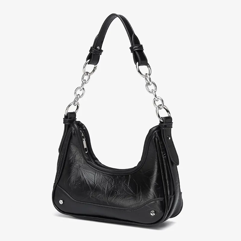 SEPTWOLVES PU Shoulder Bag Women's Black/Silver-2