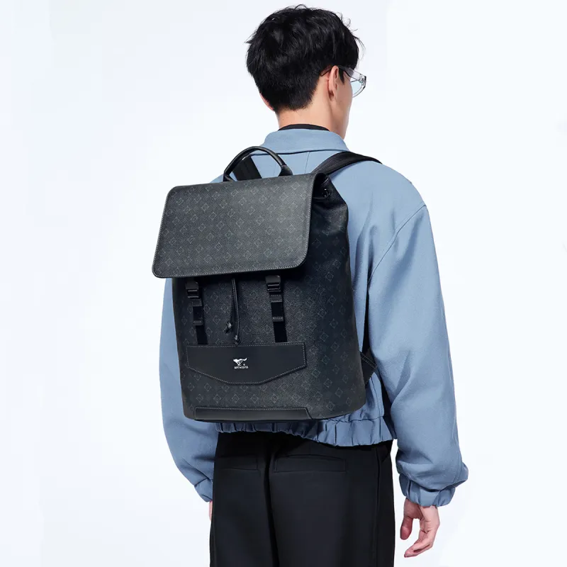 SEPTWOLVES Cow Leather Backpack Men's Black-2