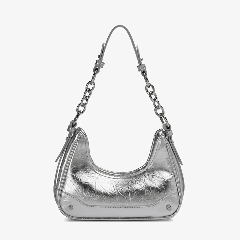 SEPTWOLVES PU Shoulder Bag Women's Black/Silver-4