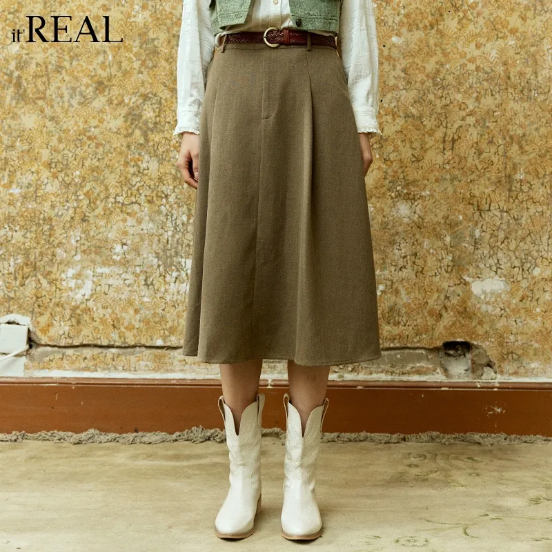 IT'REAL Elegant Women's Dresses SS25 Casual Long Skirt Women's Gray-2