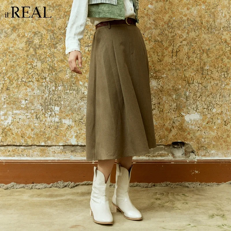 IT'REAL Elegant Women's Dresses SS25 Casual Long Skirt Women's Gray-6