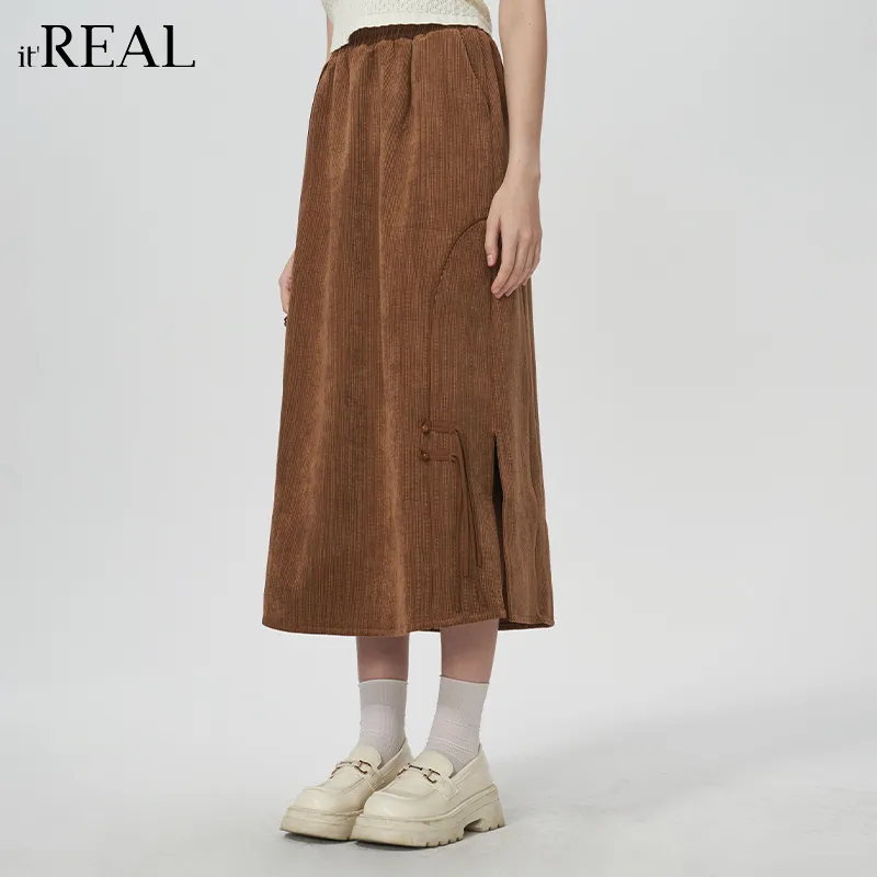 IT’REAL Elegant Women's Dresses SS25 Casual Long Skirts Women's Caramel-4