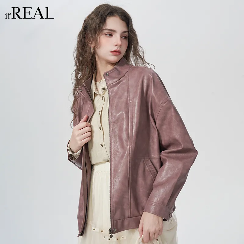 IT'REAL Premium SS25 Leather Jacket Women's Even Color-5