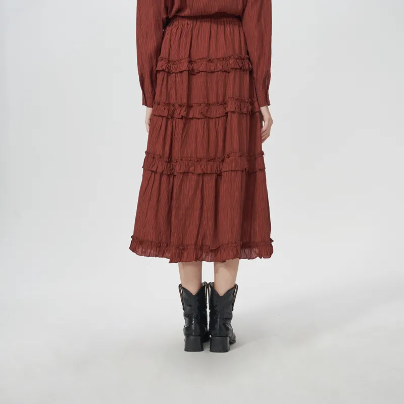 IT’REAL Casual Long Skirts Women's Red-5