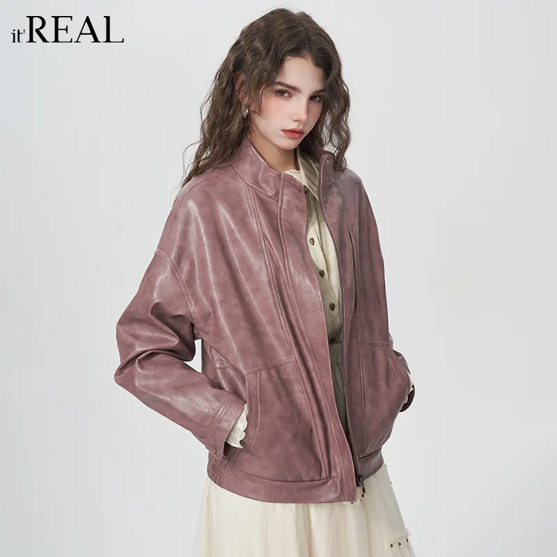 IT'REAL Premium SS25 Leather Jacket Women's Even Color-4