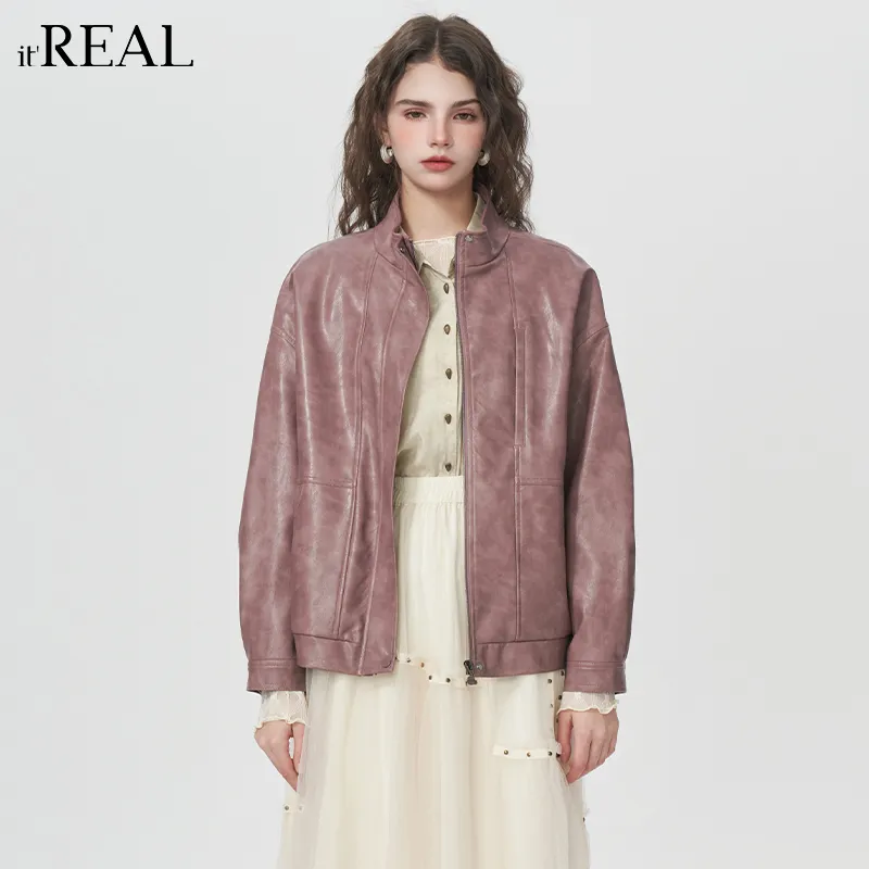IT'REAL Premium SS25 Leather Jacket Women's Even Color-2