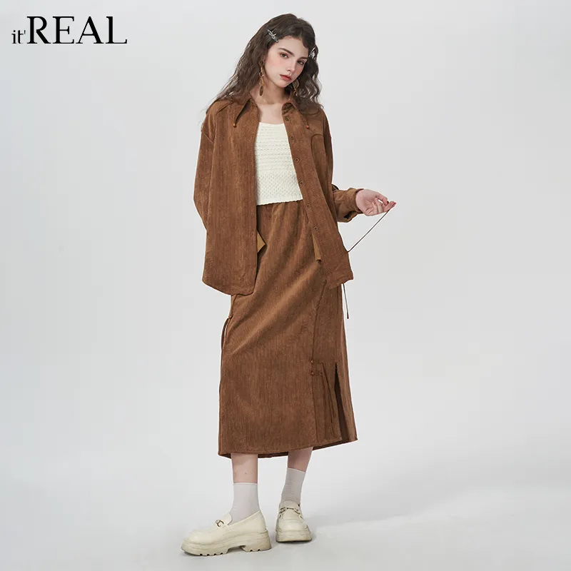 IT’REAL Elegant Women's Dresses SS25 Casual Long Skirts Women's Caramel-2