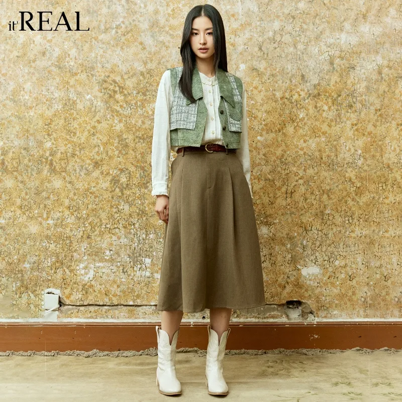IT'REAL Elegant Women's Dresses SS25 Casual Long Skirt Women's Gray-5